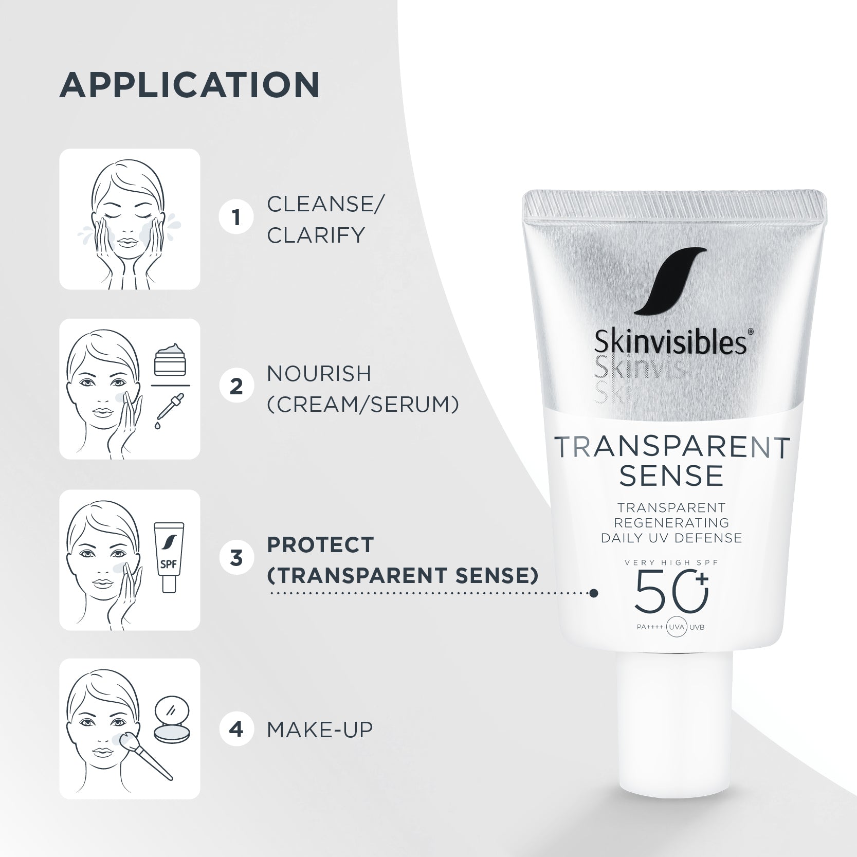 Skinvisibles Transparent Sense SPF50 50ml - Solkräm